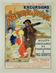 Reproduction of a Poster Advertising Excursions to Normandy and Brittany with the Western Railway Company